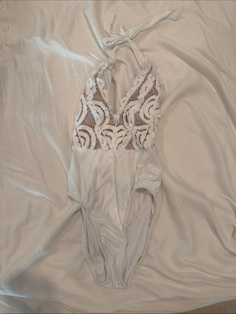 Pilyq White Lace One-Piece Swimwear